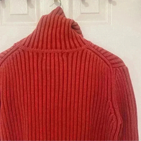 Vintage Eddie Bauer Nantucket Red 100% Cotton Ribbed Turtleneck  Sweater Size L - Picture 6 of 7